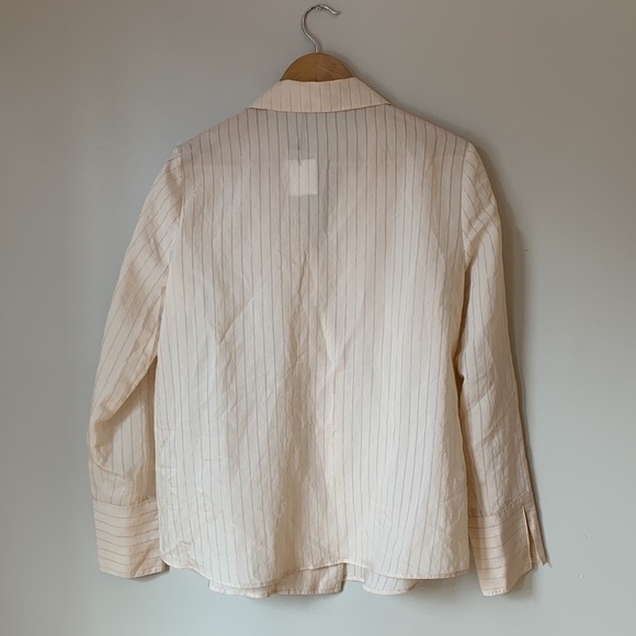 NWT Mango Suit Jacket Longe Sleeve Cream Jacket with Metallic Stripes Size 8 - Picture 2 of 9